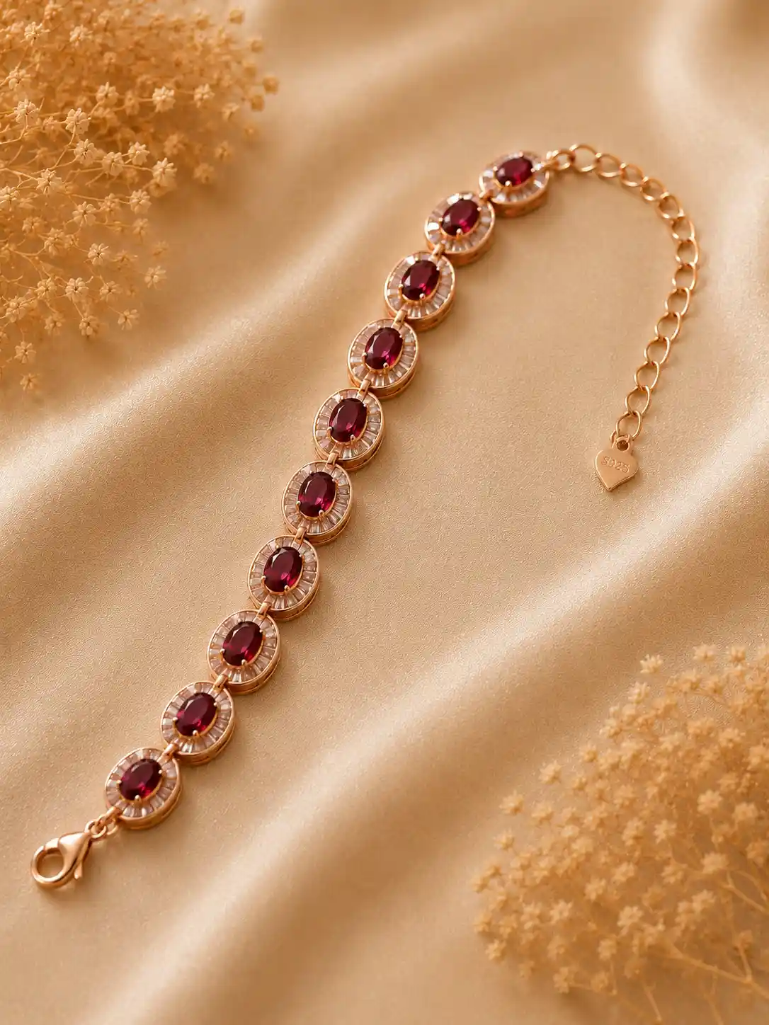 Ariana Garnet Halo Bracelet 2