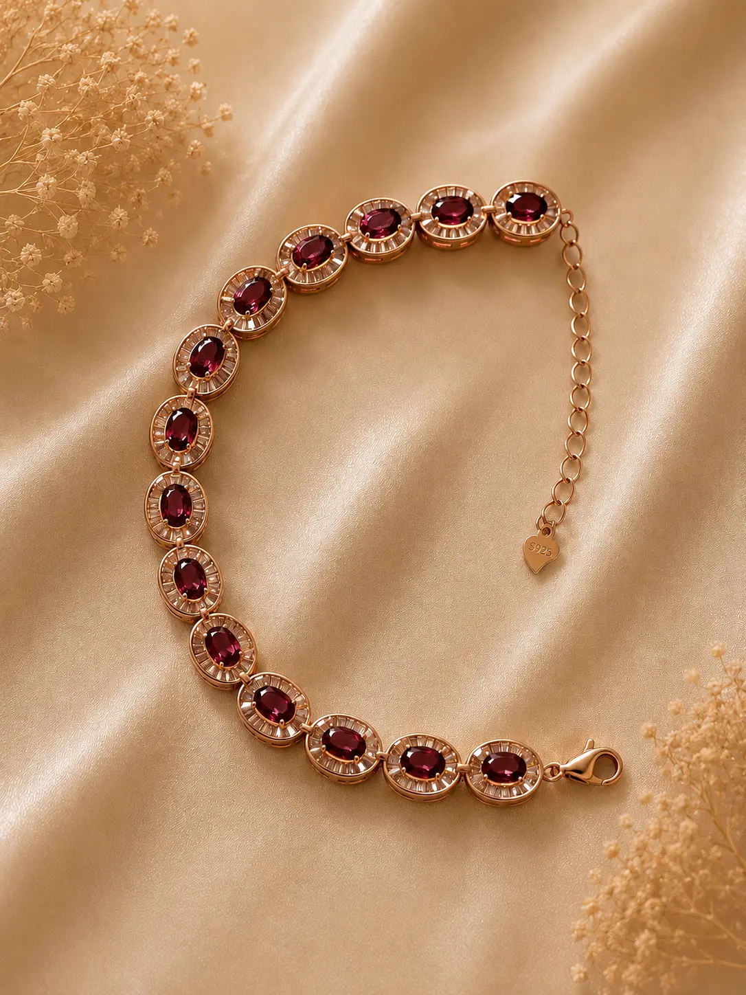 Ariana Garnet Halo Bracelet